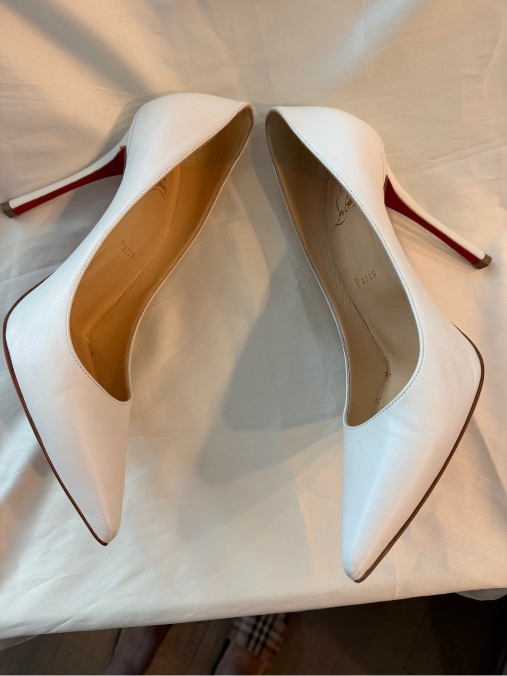 Christian Louboutin White/Bianca Nappa Leather Décolleté 100mm Pump - Picture 10 of 16